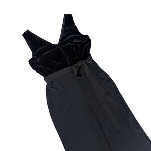 Lauren Ralph Lauren Womens Black Sleeveless Velvet Top Jumpsuit Tie Waist Size 8